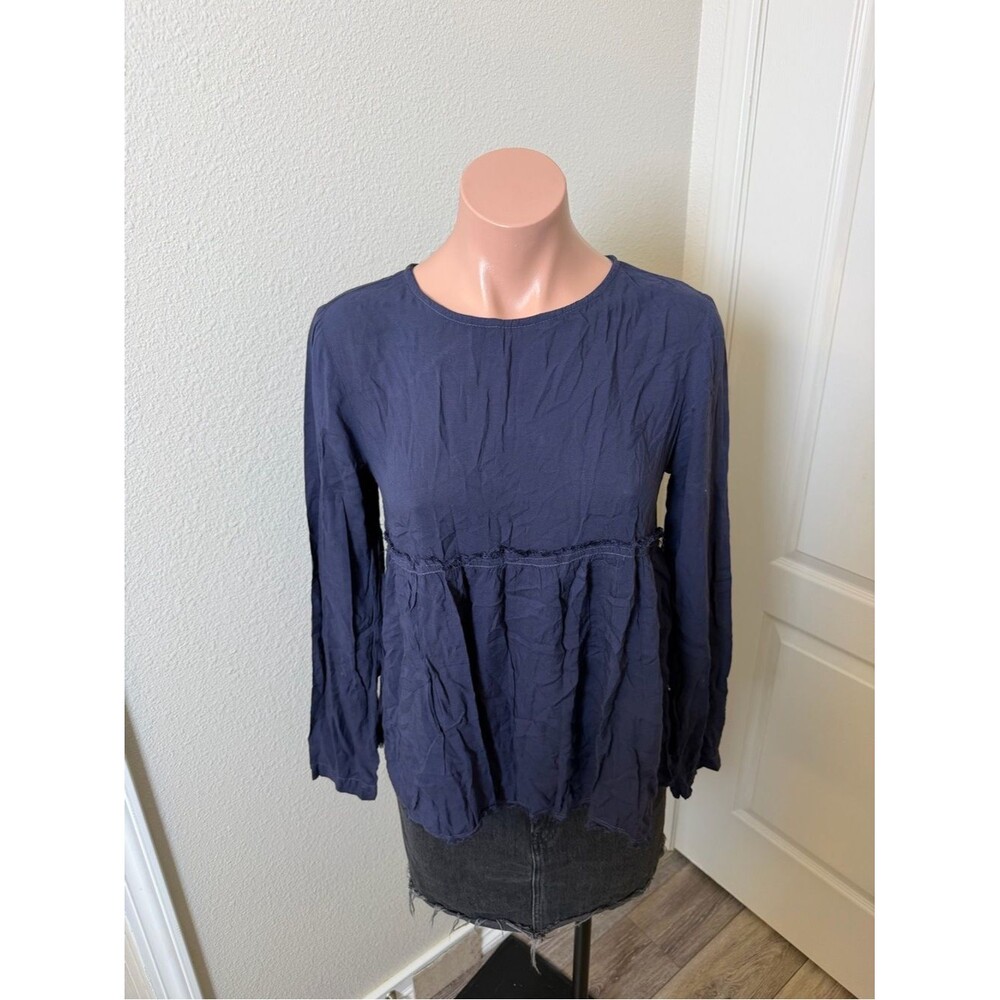 Cloth & Stone Long Sleeve Peplum Top in Dark Purple Sz XS